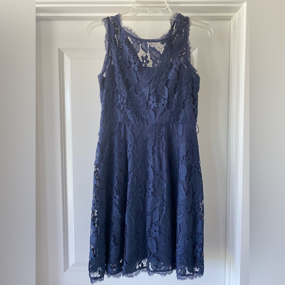 Adrianna Papell Navy Lace Mini Dress
